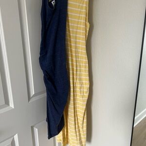 Old Navy Yellow and White Striped and feathered Maternity Dresses